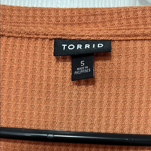 Torrid Orange Waffle Knit Long Sleeve - Picture 2 of 9